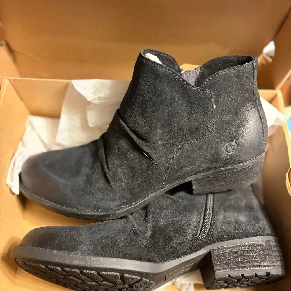 Born Adalee Suede Boots 11 Black Suede NWT Ankle Booties Comfort Western